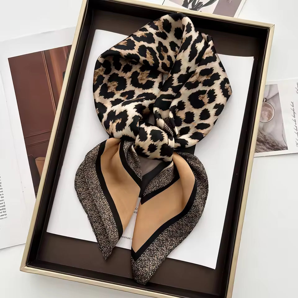Luxury Floral Print Female Satin Neck Scarf Square Hair Scarves.
