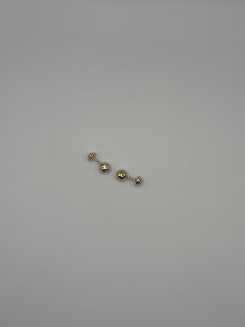 18k Gold Large Sphere Stud Earrings – Solid Gold – 0.7g