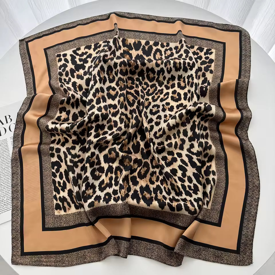 Luxury Floral Print Female Satin Neck Scarf Square Hair Scarves.