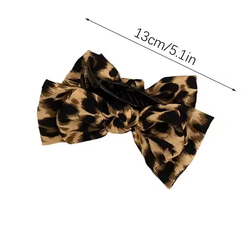 Vintage Leopard Print Bow Premium Hair Grab Hair Accessory.