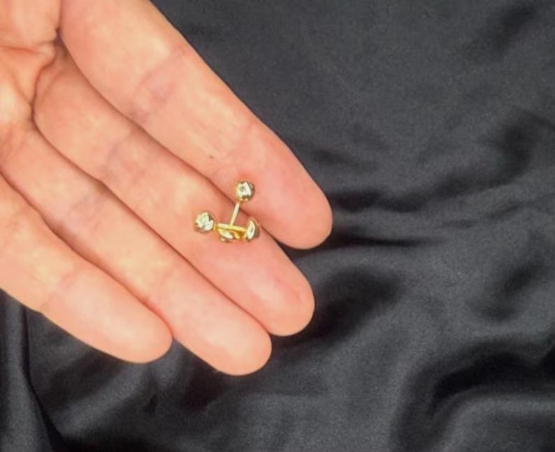 18k Gold Large Sphere Stud Earrings – Solid Gold – 0.7g