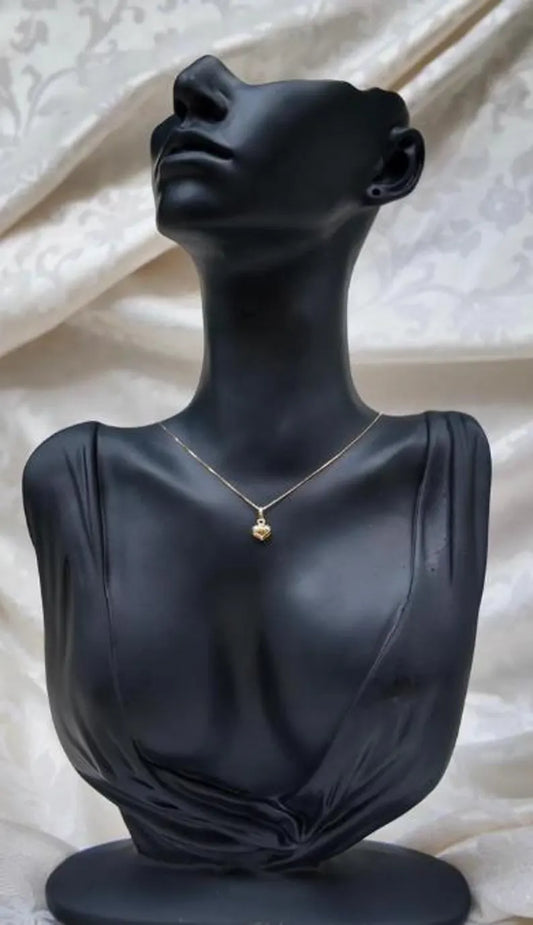 18” Italian Gold Venetian Necklace with Heart Pendant – 18k Solid Gold – 1.7g