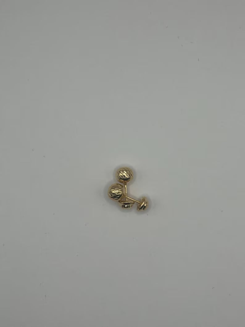 18k Gold Large Sphere Stud Earrings – Solid Gold – 0.7g