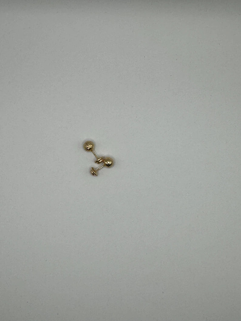 18k Gold Small Sphere Stud Earrings – Solid Gold – 0.5g