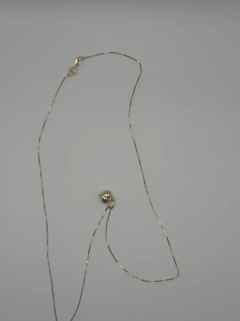 18” Italian Gold Venetian Necklace with Heart Pendant – 18k Solid Gold – 1.7g