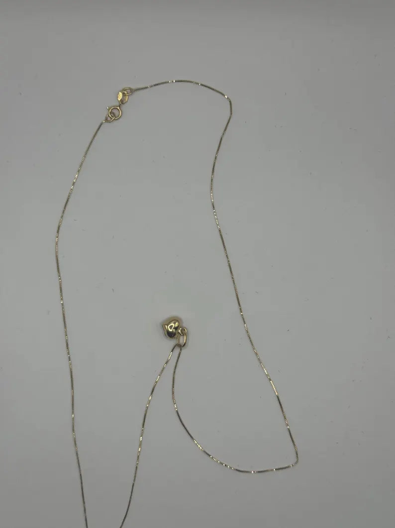 18” Italian Gold Venetian Necklace with Heart Pendant – 18k Solid Gold – 1.7g
