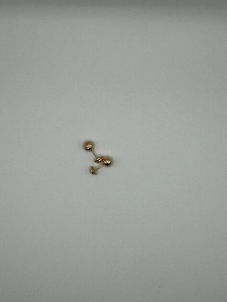 18k Gold Small Sphere Stud Earrings – Solid Gold – 0.5g