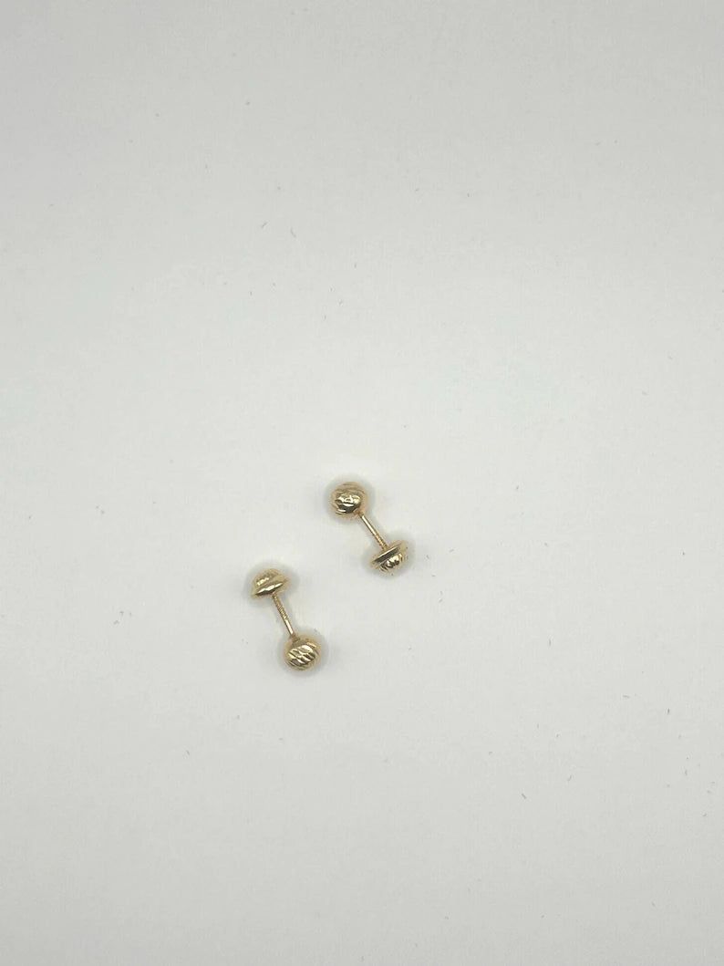 18k Gold Medium Sphere Stud Earrings – Solid Gold – 0.6g