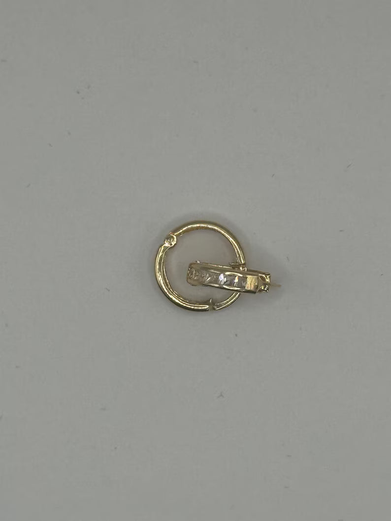 18k Gold Small Hoop Earrings with Zircon Stones – Solid Gold – 0.9g